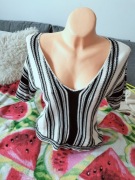 lniana bluzka w paski z wiązaniem Ralph Lauren M