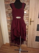 Sukienka damska asymetryczna szyfonowa koktajlowa 