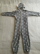 Szara pluszowa piżama w kropki grochy Kappahl 122 - 128 z uszami kot