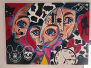 Obraz ręcznie malowany "Puzzle twarze" Bączkowska 80 cm 