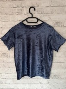 Bluzka welurowa niebieska blue velvet koszulka XS 34 granatowa bluzeczka