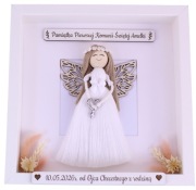 Pamiątka Pierwszej Komunii Świętej Ramka 3D Anioł Stróż Rękodzieło Prezent