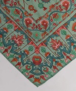 Duża chusta indyjska dupatta szal bawełna zielona kolorowa kwiaty floral