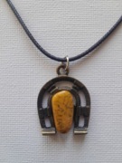 Naszyjnik z kamieniem naturalnym  podkowa vintage boho choker skórzany 