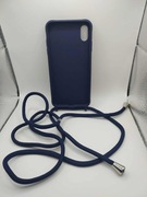 Etui z linką do iPhone X/XS – silikonowe TPU,granatowe, stan idealny