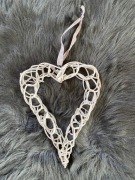 Wianek ażurowy serce wiklinowe białe ozdoba ślub