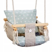 Huśtawka dla dzieci z oparciem-wyposażona w mocny PAS BEZPIECZEŃSTWA.