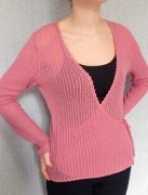 Bawełniany wiązany sweter Jackpot r. 36 róż vintage