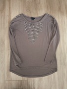 Amisu * brązowa bluzka luźna z długim rękawem dżety * XS