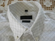 Męska koszula Giorgio rozmiar 43 44 pachy 138 cm biała szara skośna kratka