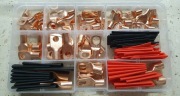 Konektory oczkowe miedziane 60szt + koszulki termokurczliwe 60szt