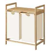 Kosz na pranie wolnostojący bambus dwukomorowy 70l 