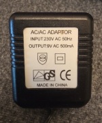 Zasilacz AC/AC 9V 500mA transformatorowy 230V