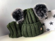 Komplet zimowy dwa pompony 