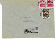 2 koperty z 1950r, znaczki, nadane w Szczecinku i b. Podlaskiej