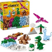LEGO Classic Kreatywne Dinozaury 11041 dla 5-latka, T-Rex i Triceratops