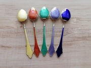 ŁYŻECZKI DO KAWY FILIŻANKI EMALIA SREBRO PRÓBA 830 NORWEGIA