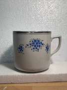 Ćmielów stary kubek porcelanowy niebieskie kwiaty Made in Poland PRL