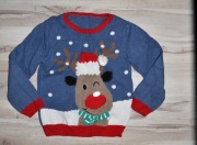 305* Świąteczny sweter renifer Rudolf 4/5 lat_ 104/110 cm
