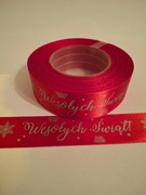 Wstążka tasiemka świąteczna czerwona szer.25 mm; dł.22 m