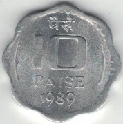 Indie 10 pajs paise 1989 C - 24 mm - Kalkuta