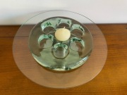 Duży zielony szklany świecznik ręcznie wykonany San Miguel Hiszpania