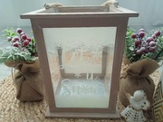 LAMPION LATARNIA ŚWIECZNIK DREWNO sznur SZKŁO BOHO WYPRZEDAŻ