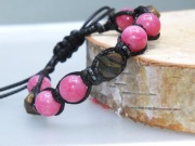 Bransoletka damska kamienie naturalne tygrysie oko rodochrozyt w oplocie 