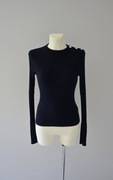 Filippa K Merino Rib Button Top granatowy wełniany sweter premium 34 XS