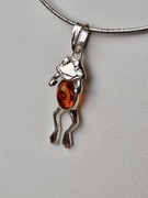 Srebrna zawieszka żabka z bursztynem pr 925