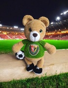 Miś WKS Śląsk Wrocław, wykonany na szydełku 37cm! 