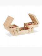 Drewniana niciarka szkatułka