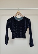 Welurowy crop top czarny XS/S