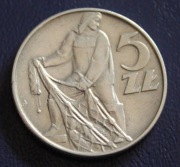 Polska PRL 5 zł 1973 r. Rybak (STAN)