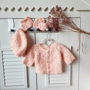 Komplet zestaw 68 buciki bonetka sweterek wełna miękki ciepły welniany