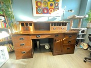 Duże biurko z nadstawką w stylu American Craft z litego drewna