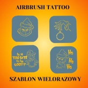 Zestaw szablonów do tatuaży Airbrush, facepainting,wielorazowy Grinch