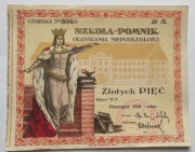 Oryginalna cegiełka II RP 1927 FRAMPOL Szkoła-Pomnik Niepodległości