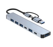 Rozbudowany Hub USB 7w1 czytnik kart audio