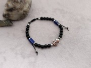 Bransoletka męska/unisex kamienie naturalne, stal UNIKAT 