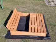 Drewniana Piaskownica Zamykana Dla Dzieci Impregnowana 120x120 +Gratis