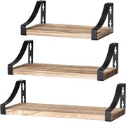 Pipishell zestaw 3 wiszących, drewnianych półek, gł.15 cm, dł.42/36 /29 cm