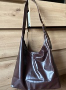 Czekoladowa brązowa torba na ramie skóra ekologiczna shopper hobo pojemna 