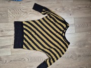 Sweter sweterek bluzka złota czarna paski 36 S dłuższy  nietoperz