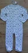 Nowy pajacyk 98 Bekids piżama jednocześciowa biala z niebieskim  w rybki.