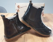 Brązowe botki Bisgaard, skóra naturalna lakierowana, rozmiar 33, NOWE SMART