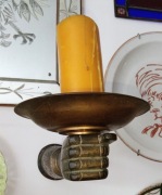 ŚWIECZNIK NA ŚCIANĘ GOTYK RĘKA BRĄZ 14-15 WIEK WARMIA