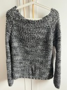 SWETER Pulover Kardigan damski włoski pleciony szary r. uniwersalny