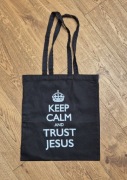 Torba bawełniana  z nadrukiem KEEP CALM NAD TRUST JESUS 280g na ramię