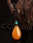 Naszyjnik korale z wisiorem w kształcie kropli boho indie cyganeria